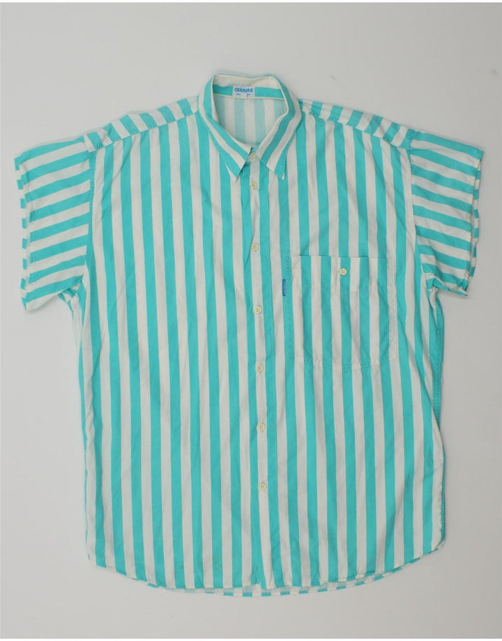 Carrera Mens Short Sleeve Shirt Medium Blue Striped