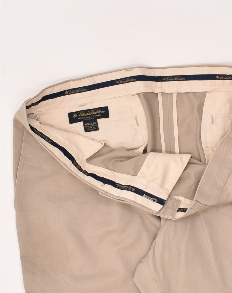 BROOKS BROTHERS Mens Milano Straight Chino Trousers W35 L30  Beige Cotton | Vintage Brooks Brothers | Thrift | Second-Hand Brooks Brothers | Used Clothing | Messina Hembry 