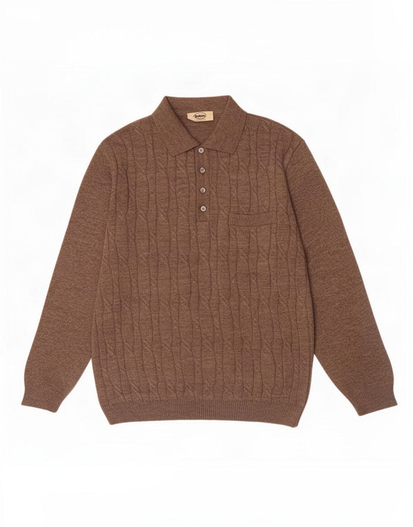 Roipon Mens Polo Neck Jumper Sweater IT 58 3XL Brown Merino Wool