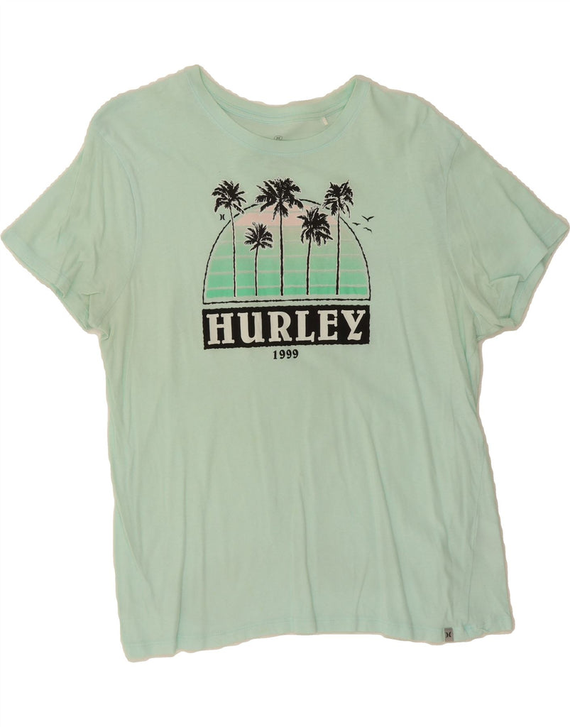 HURLEY Womens Graphic T-Shirt Top UK 14 Medium Green Cotton Vintage Hurley and Second-Hand Hurley from Messina Hembry 