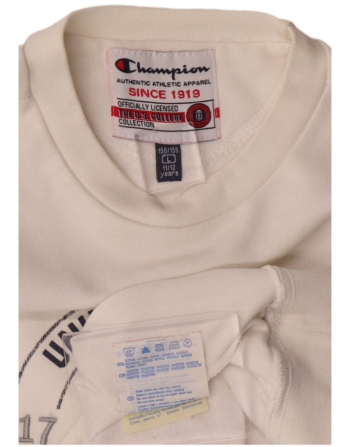 CHAMPION Boys Sweatshirt Jumper 11-12 Years Large White