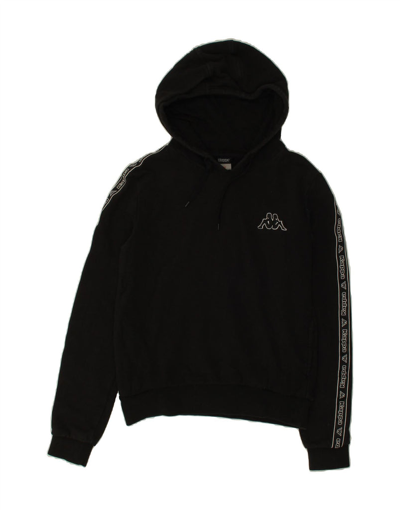 KAPPA Boys Graphic Hoodie Jumper 9-10 Years Black Cotton Vintage Kappa and Second-Hand Kappa from Messina Hembry 