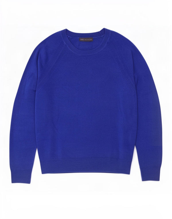 Marks & Spencer Womens Boat Neck Jumper Sweater UK 14 Large Blue Acrylic