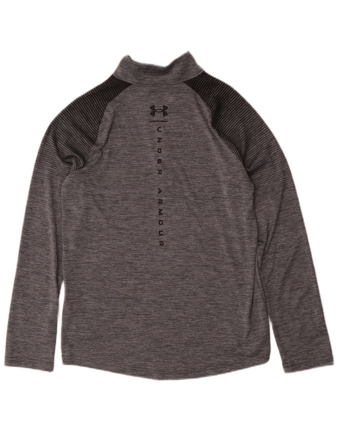 UNDER ARMOUR Boys Pullover Tracksuit Top 11-12 Years Large Grey Pinstripe