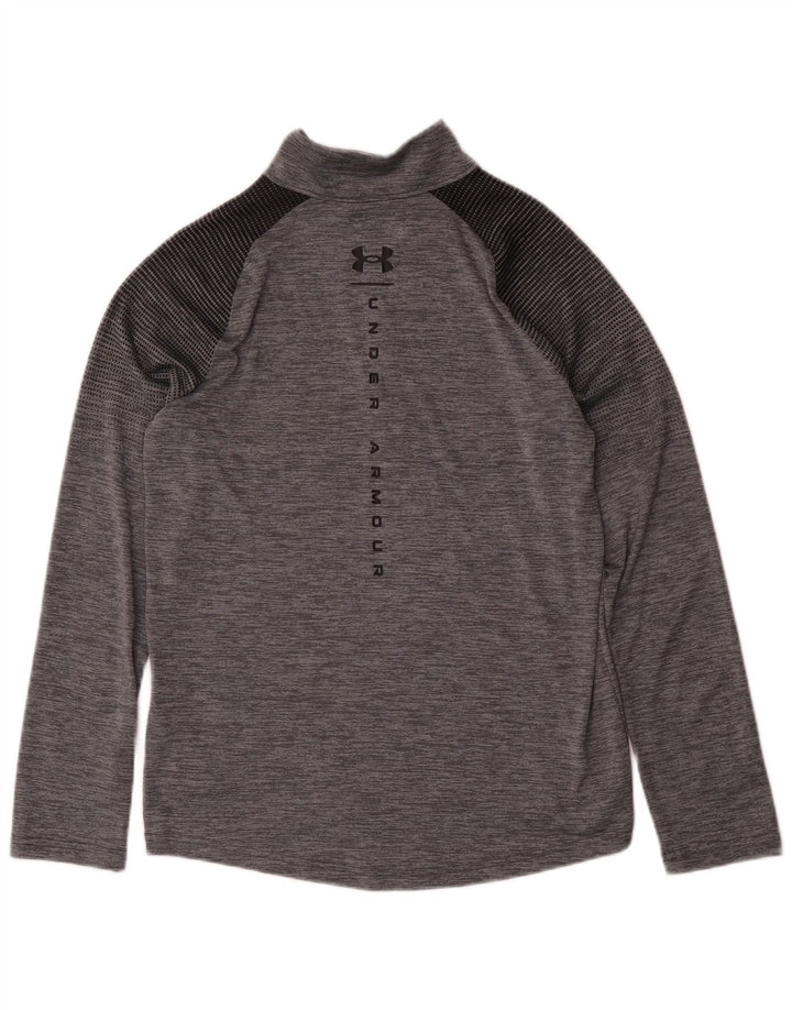 UNDER ARMOUR Boys Pullover Tracksuit Top 11-12 Years Large Grey Pinstripe