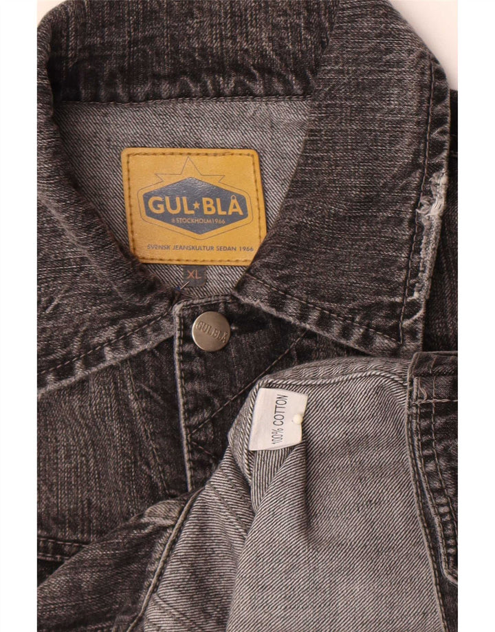 Vintage Mens Denim Jacket UK 42 XL Black Cotton