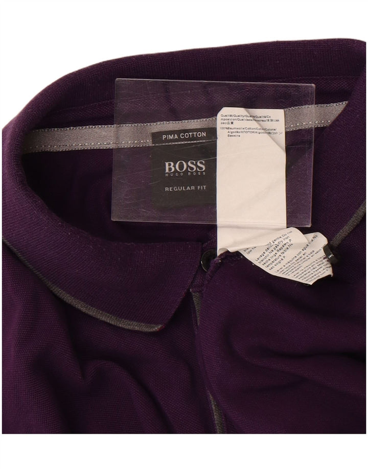 Hugo Boss Mens Regular Fit Polo Shirt Large Purple Cotton