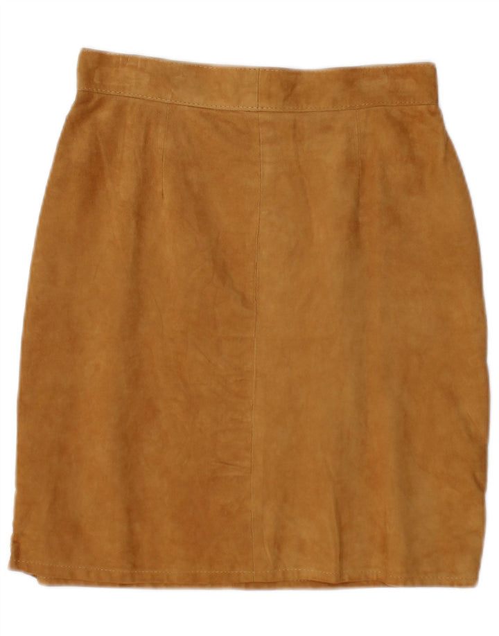 Vintage Womens Suede Skirt IT 42 Medium W28 Beige Leather
