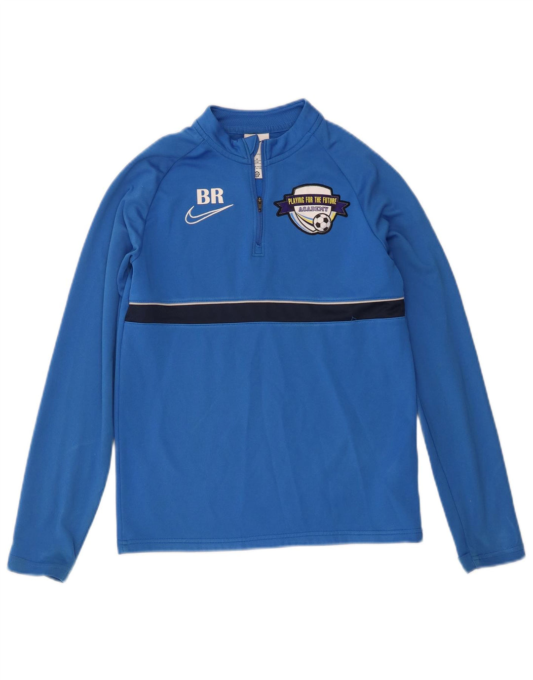 Nike Boys Graphic Top Long Sleeve 10-11 Years Medium Blue Colourblock