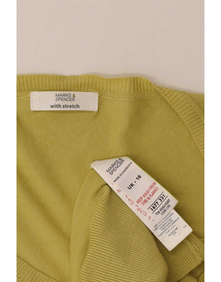 Marks & Spencer Mens V-Neck Jumper Sweater UK 16 Large Green