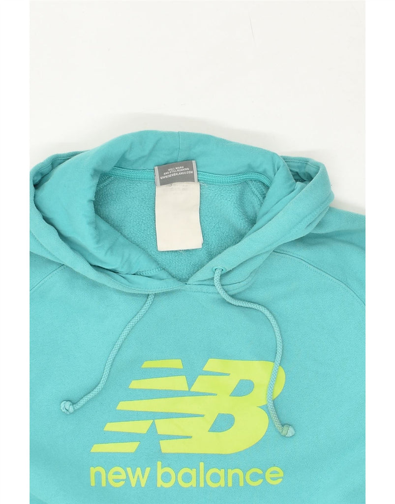 NEW BALANCE Womens Graphic Hoodie Jumper UK 18 XL Turquoise Cotton | Vintage New Balance | Thrift | Second-Hand New Balance | Used Clothing | Messina Hembry 