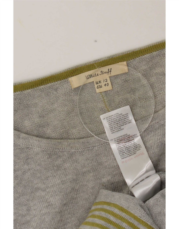 White Stuff Womens Boat Neck Jumper Sweater UK 12 Medium Grey Colourblock