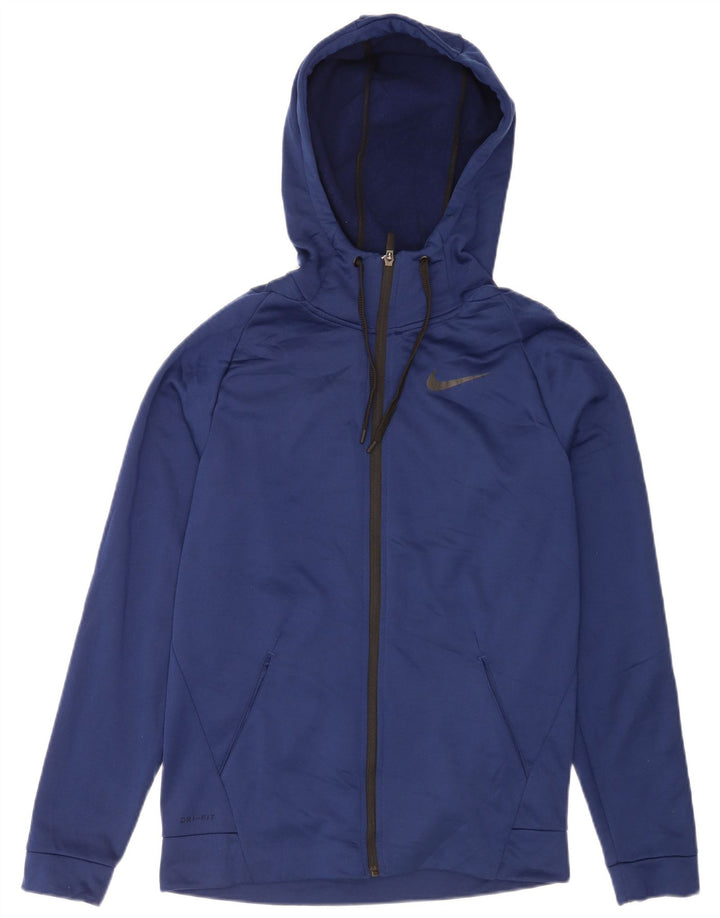Nike Mens Dri Fit Zip Hoodie Sweater Small Navy Blue Polyester