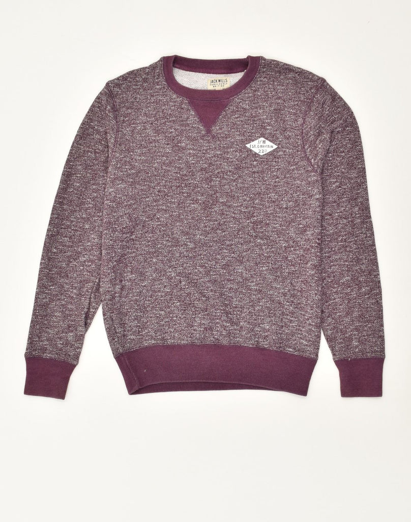 JACK WILLS Mens Sweatshirt Jumper Small Maroon Flecked Cotton | Vintage Jack Wills | Thrift | Second-Hand Jack Wills | Used Clothing | Messina Hembry 