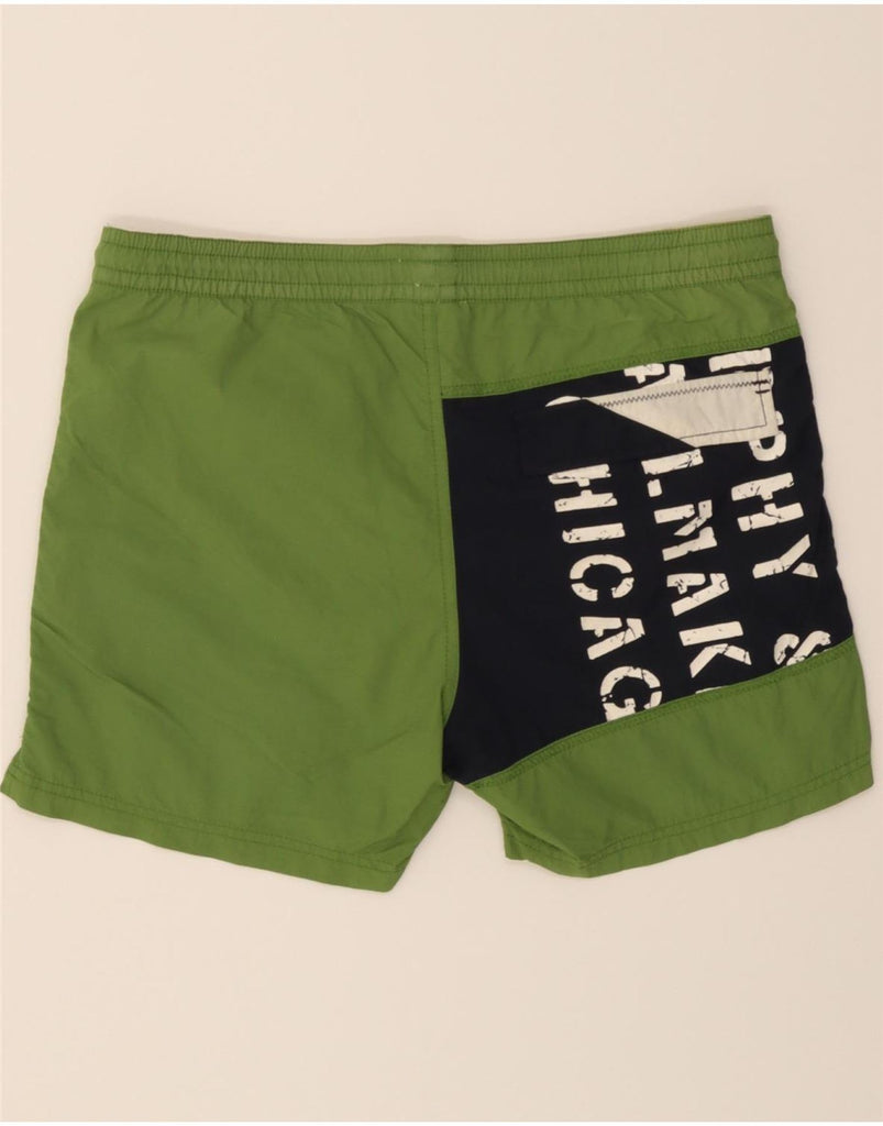 MURPHY & NYE Mens Graphic Swimming Shorts Small  Green Colourblock Vintage Murphy & Nye and Second-Hand Murphy & Nye from Messina Hembry 
