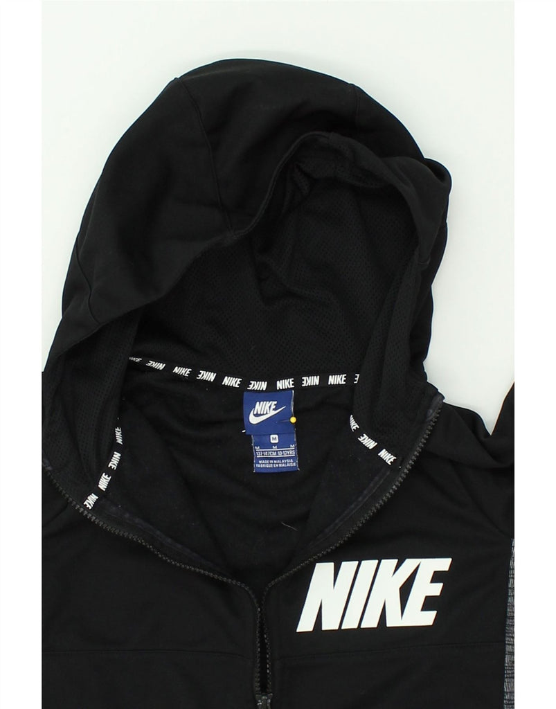 NIKE Girls Graphic Zip Hoodie Sweater 10-11 Years Medium Black Colourblock | Vintage Nike | Thrift | Second-Hand Nike | Used Clothing | Messina Hembry 