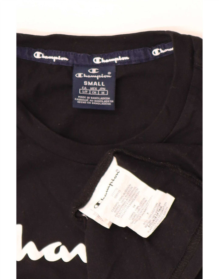 Champion Mens Graphic T-Shirt Top Small Black Cotton
