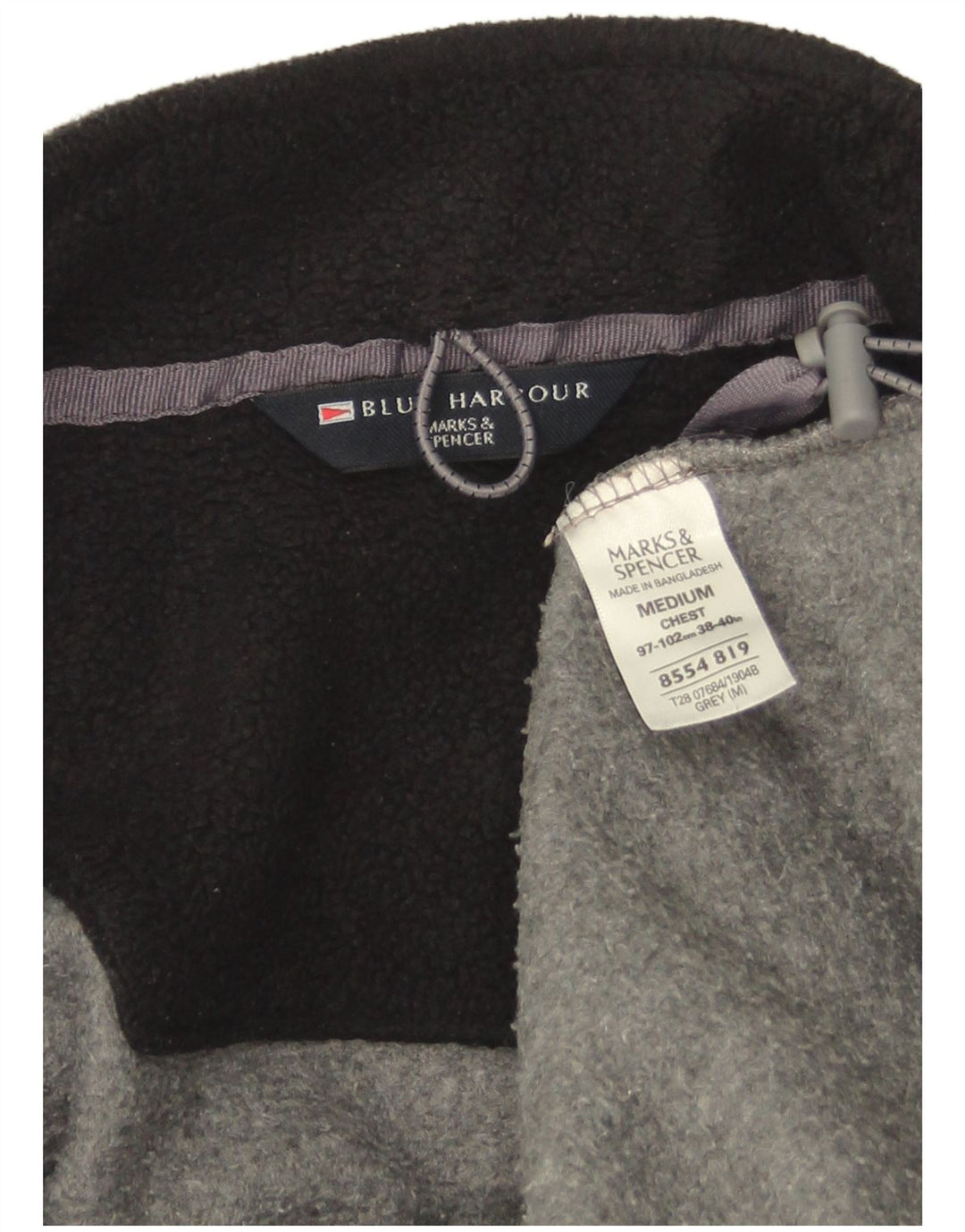 Marks & Spencer Mens Blue Harbour Fleece Jacket UK 38 Medium Grey Polyester