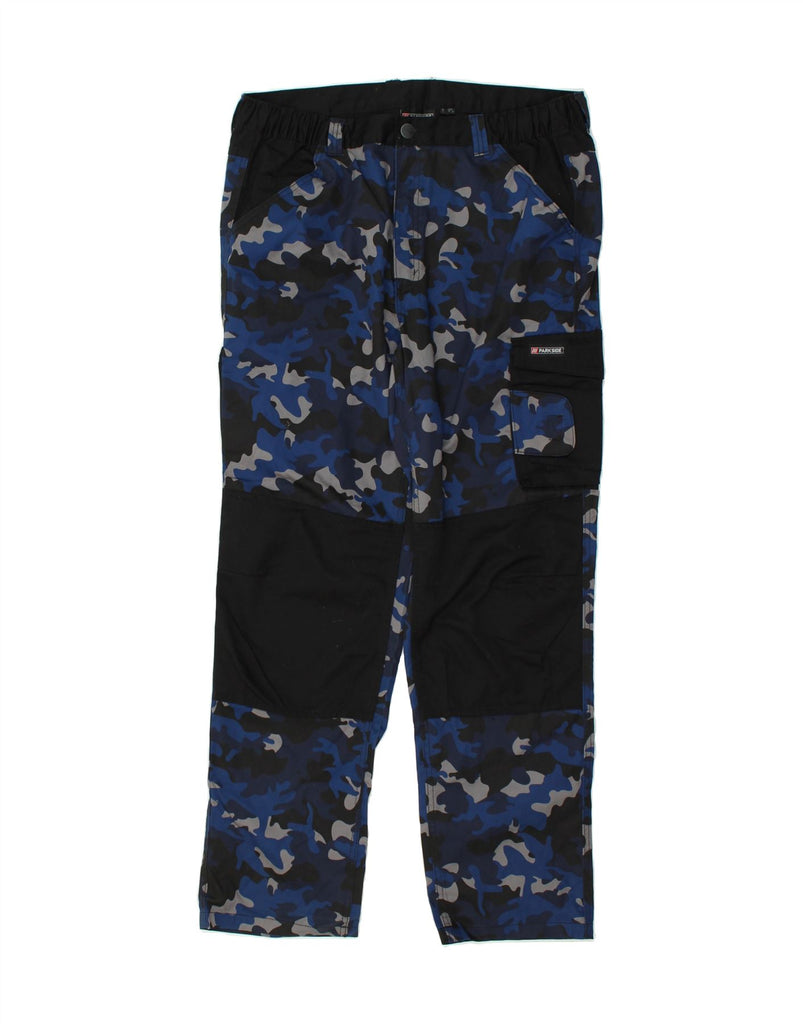 PARKSIDE Mens Straight Cargo Trousers W40 L32 Blue Camouflage Polyester | Vintage Parkside | Thrift | Second-Hand Parkside | Used Clothing | Messina Hembry 