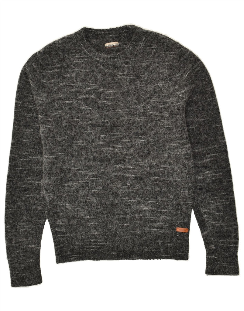 NAPAPIJRI Mens Crew Neck Jumper Sweater Medium Grey Pinstripe Wool | Vintage Napapijri | Thrift | Second-Hand Napapijri | Used Clothing | Messina Hembry 