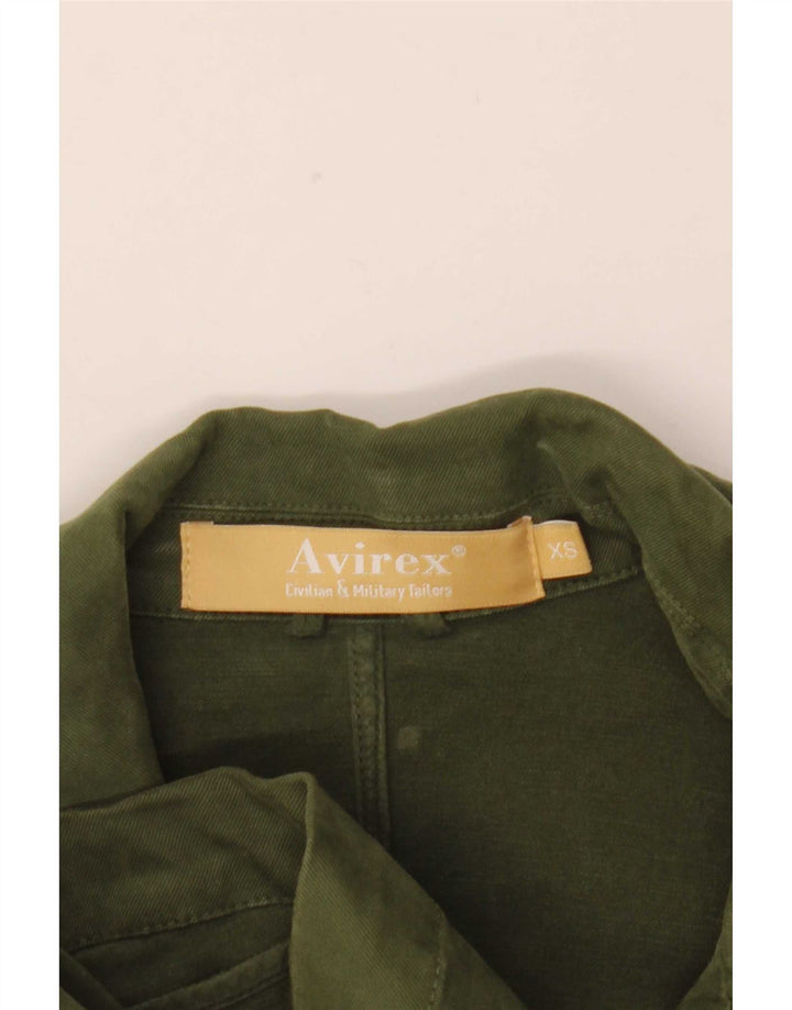 Avirex Womens 4 Button Blazer Jacket UK 6 XS Green Cotton