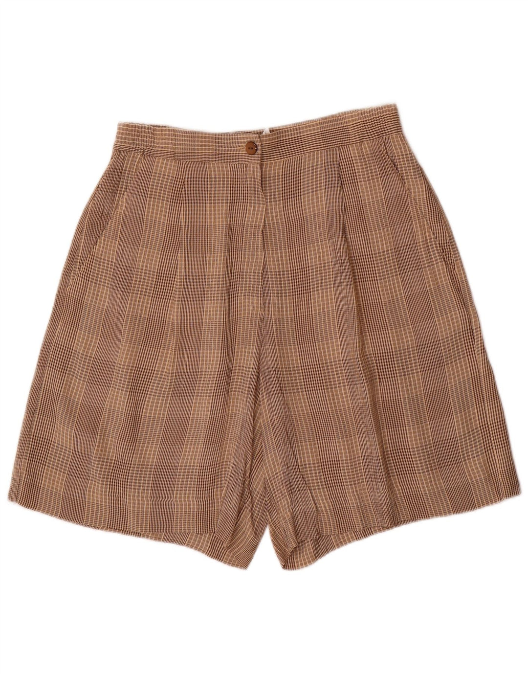 VINTAGE Womens 4 Button 2 Piece Set UK 10 Small W28 Brown Check Acetate