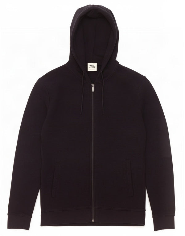 Zara Mens Zip Hoodie Sweater Medium Black