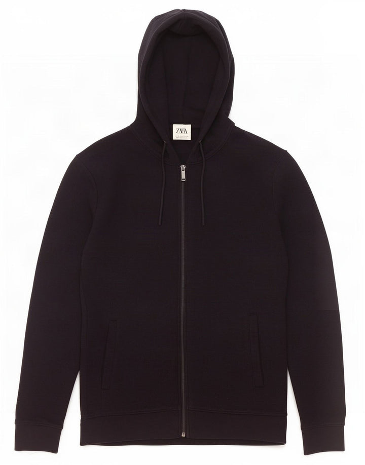 Zara Mens Zip Hoodie Sweater Medium Black