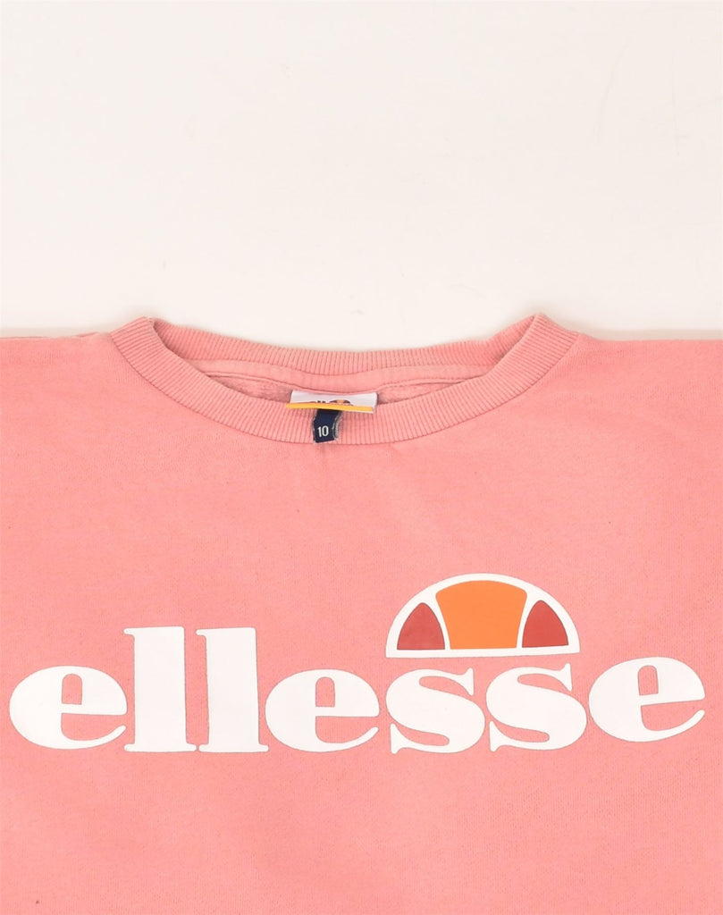 ELLESSE Womens Graphic Sweatshirt Jumper UK 10 Small Pink Cotton | Vintage Ellesse | Thrift | Second-Hand Ellesse | Used Clothing | Messina Hembry 