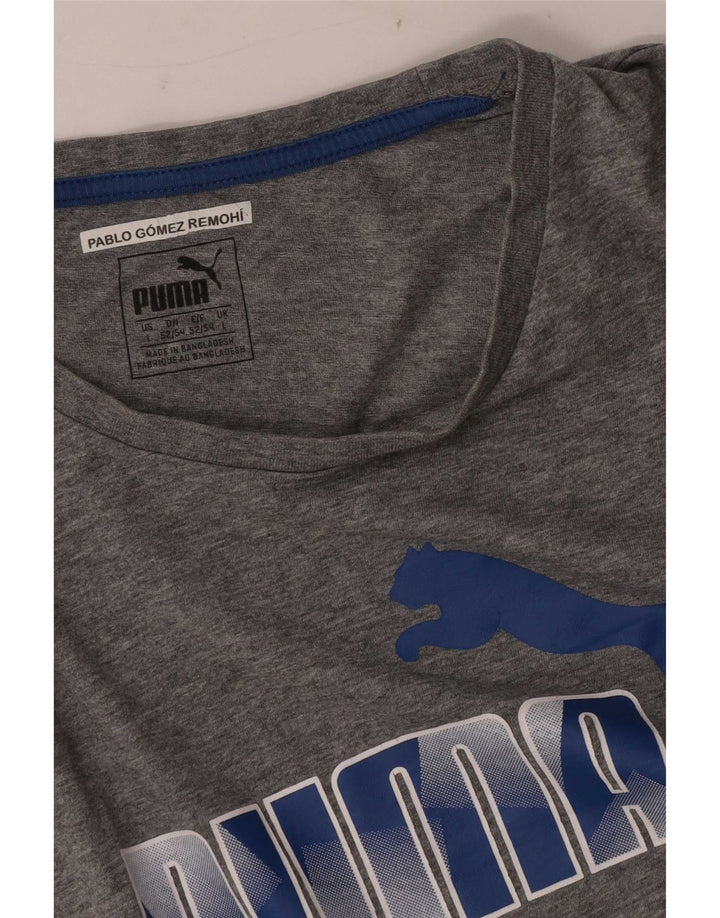 Puma Mens Graphic T-Shirt Top Large Grey Flecked