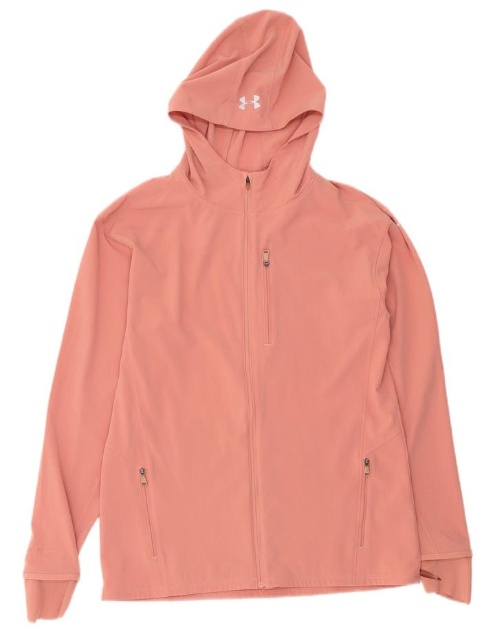 Under Armour Womens Hooded Tracksuit Top Jacket UK 14 Medium Pink Polyester