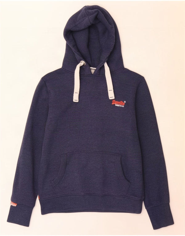 Superdry Womens Hoodie Jumper UK 10 Small Navy Blue Cotton