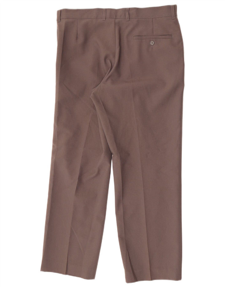 Marks & Spencer Mens Straight Chino Trousers W34 L29 Brown Polyester