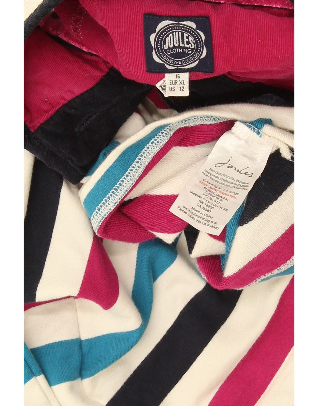 Joules Womens Sweatshirt Jumper UK 16 Large Multicoloured Striped