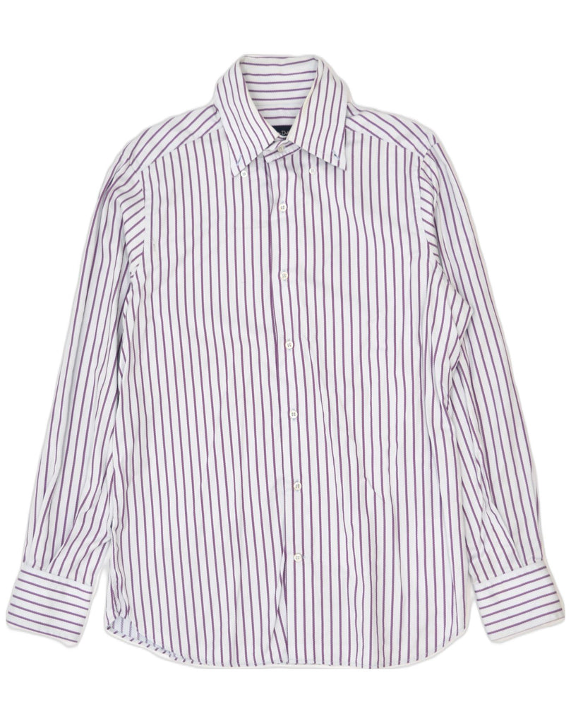 MASSIMO DUTTI Mens Shirt Size 16 1/2 Large Purple Striped Cotton | Vintage | Thrift | Second-Hand | Used Clothing | Messina Hembry 