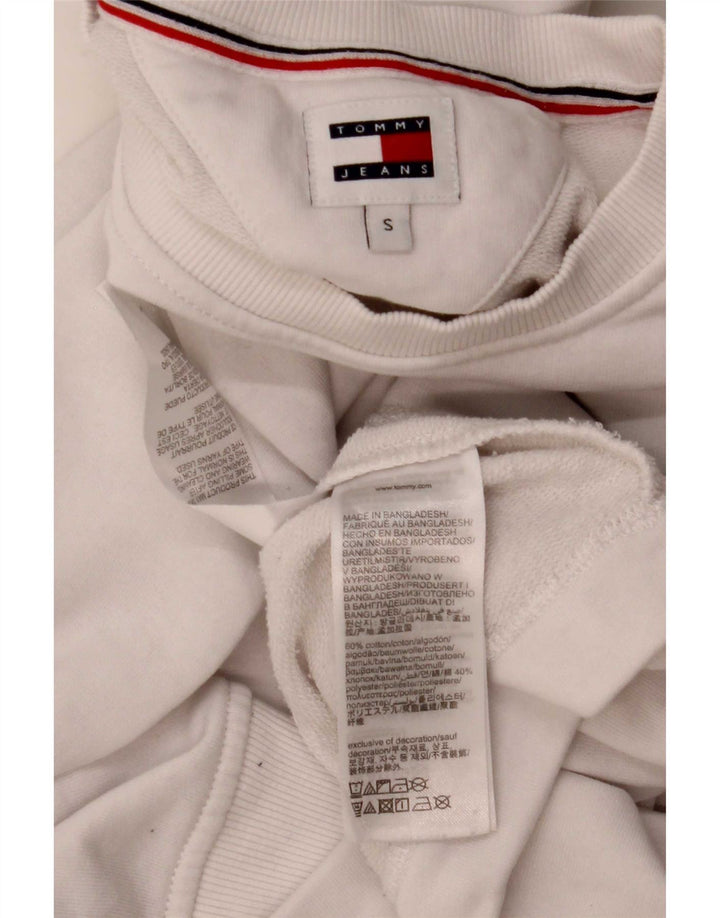 Tommy Hilfiger Womens Graphic Oversized Sweatshirt Jumper UK 10 Small White