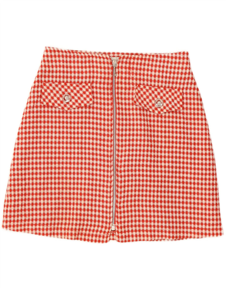 Galleria Womens Mini Skirt IT 46 Large W28 Red Gingham Polyester