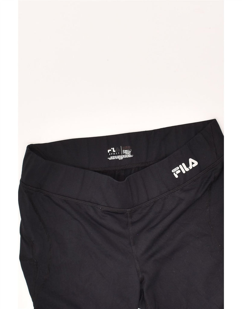 FILA Womens Capri Leggings UK 10 Small Black Polyester | Vintage Fila | Thrift | Second-Hand Fila | Used Clothing | Messina Hembry 