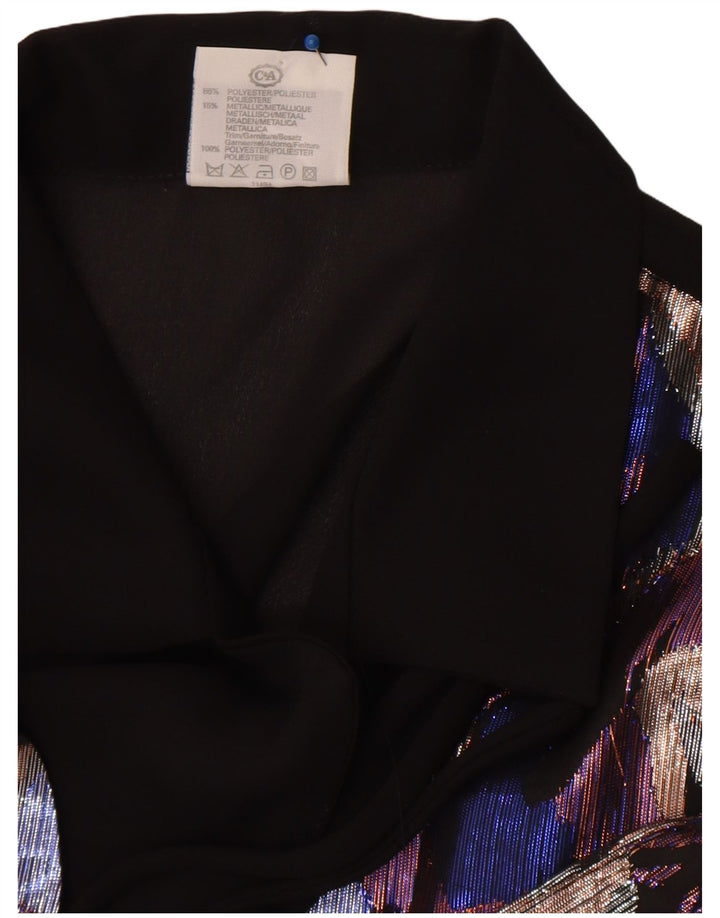 C&A Womens Relaxed Fit Abstract Pattern Shirt Blouse UK 16 Large Black