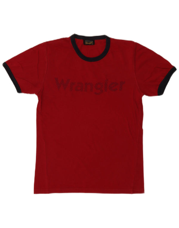 Wrangler Mens Graphic T-Shirt Top Medium Red Colourblock Cotton