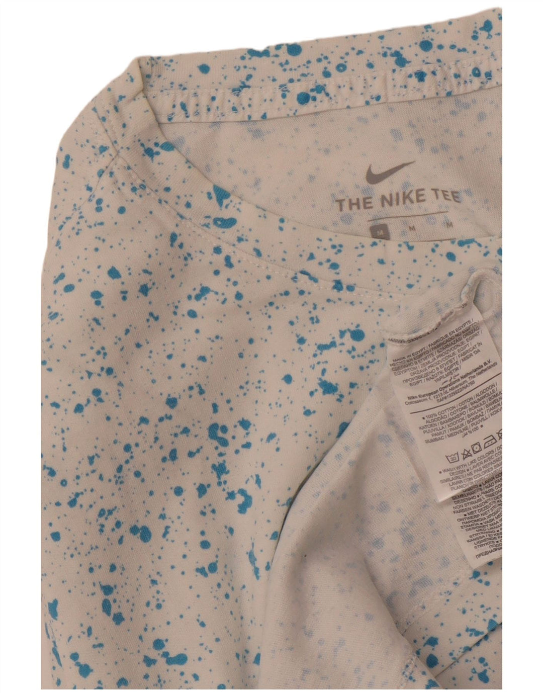 NIKE Mens Graphic T-Shirt Top Medium White Flecked Cotton