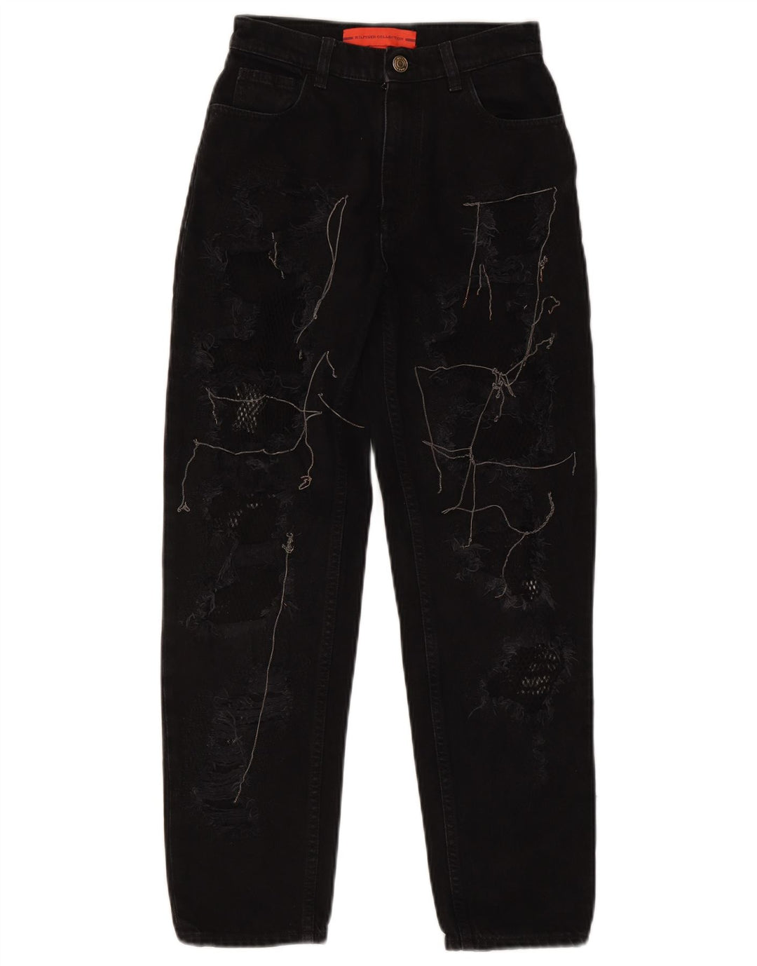 TOMMY HILFIGER Womens Distressed Tapered Jeans US 2 XS W25 L26 Black