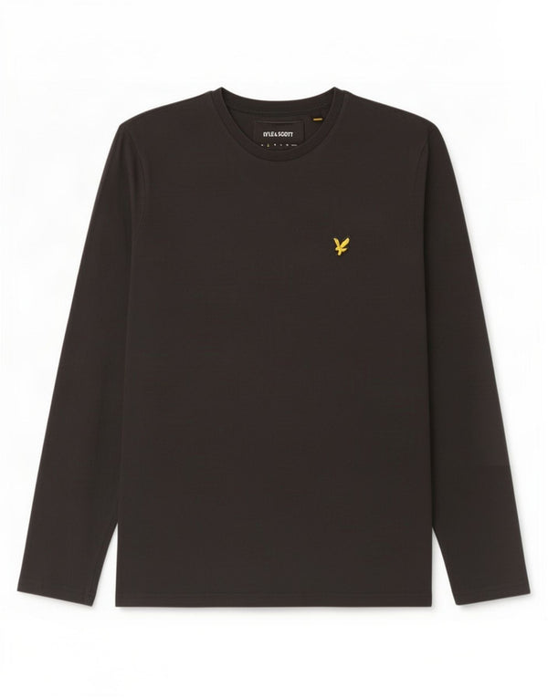 Lyle & Scott Mens Top Long Sleeve Small Black Cotton
