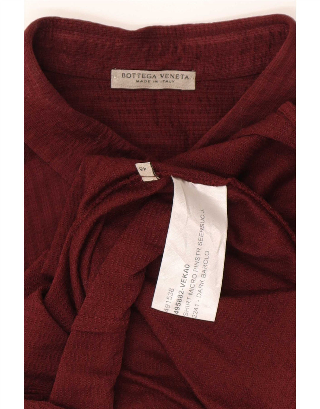Bottega Veneta Mens Shirt IT 48 Medium Burgundy Pinstripe