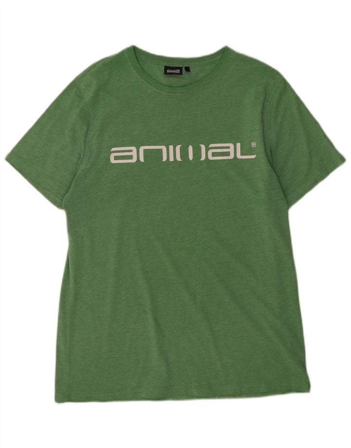 Animal Mens Graphic T-Shirt Top Medium Green Cotton
