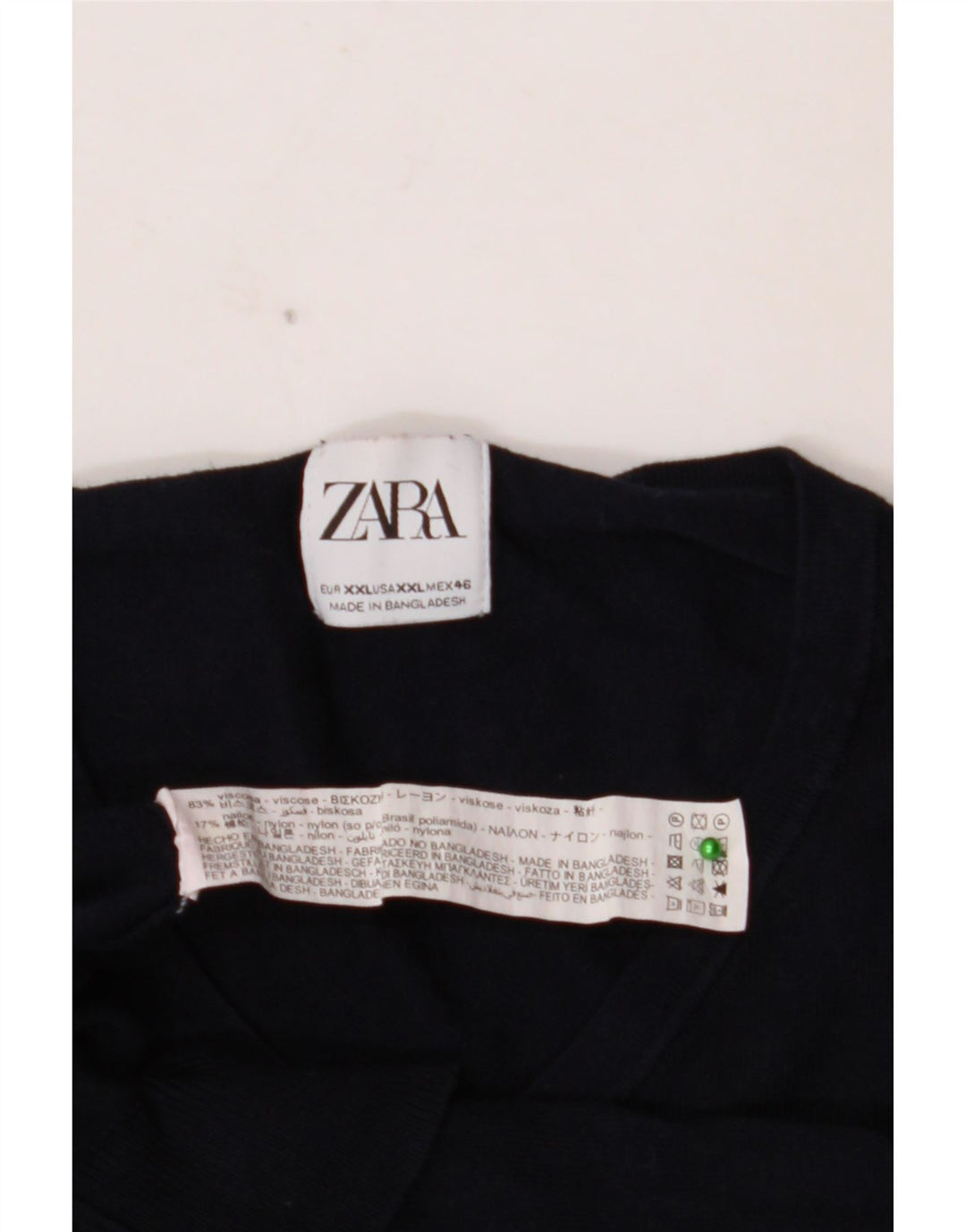 ZARA Mens V-Neck Jumper Sweater 2XL Navy Blue Viscose