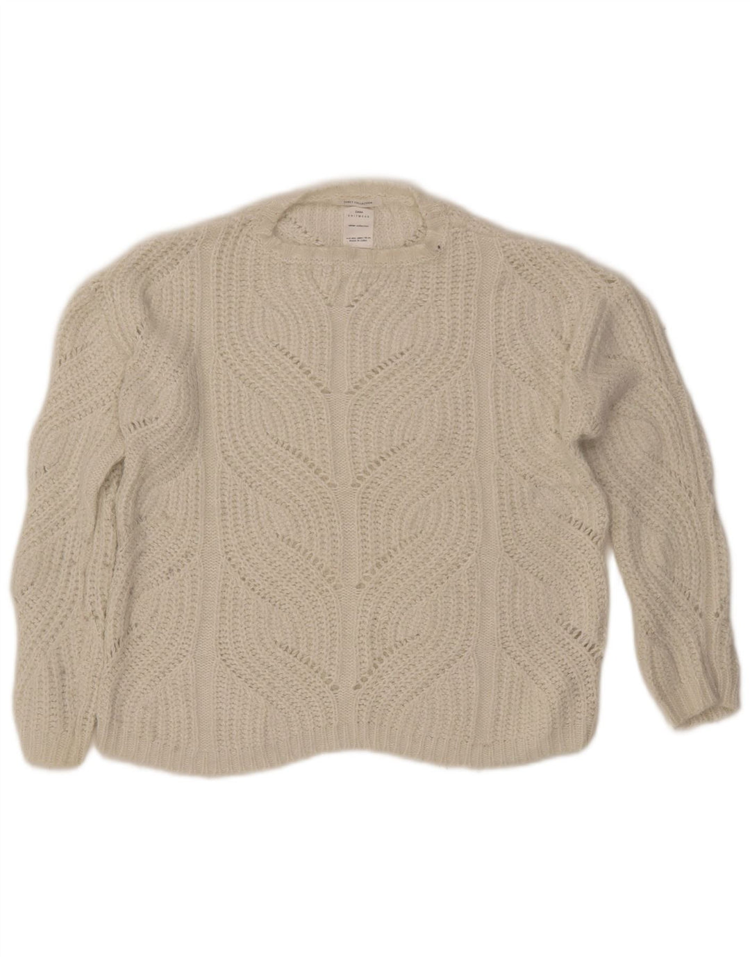 ZARA Girls Crew Neck Jumper Sweater 11-12 Years White Acrylic