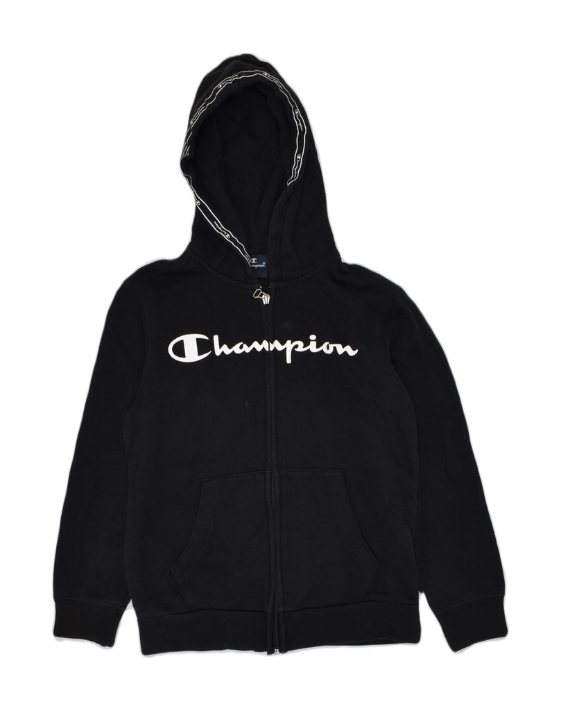 CHAMPION Boys Graphic Zip Hoodie Sweater 9-10 Years Medium Black Cotton | Vintage Champion | Thrift | Second-Hand Champion | Used Clothing | Messina Hembry 