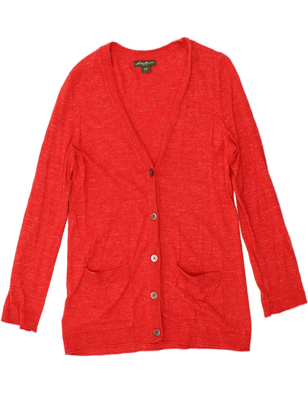 EDDIE BAUER Womens Cardigan Sweater UK 16 Large Red Cotton Vintage Eddie Bauer and Second-Hand Eddie Bauer from Messina Hembry 