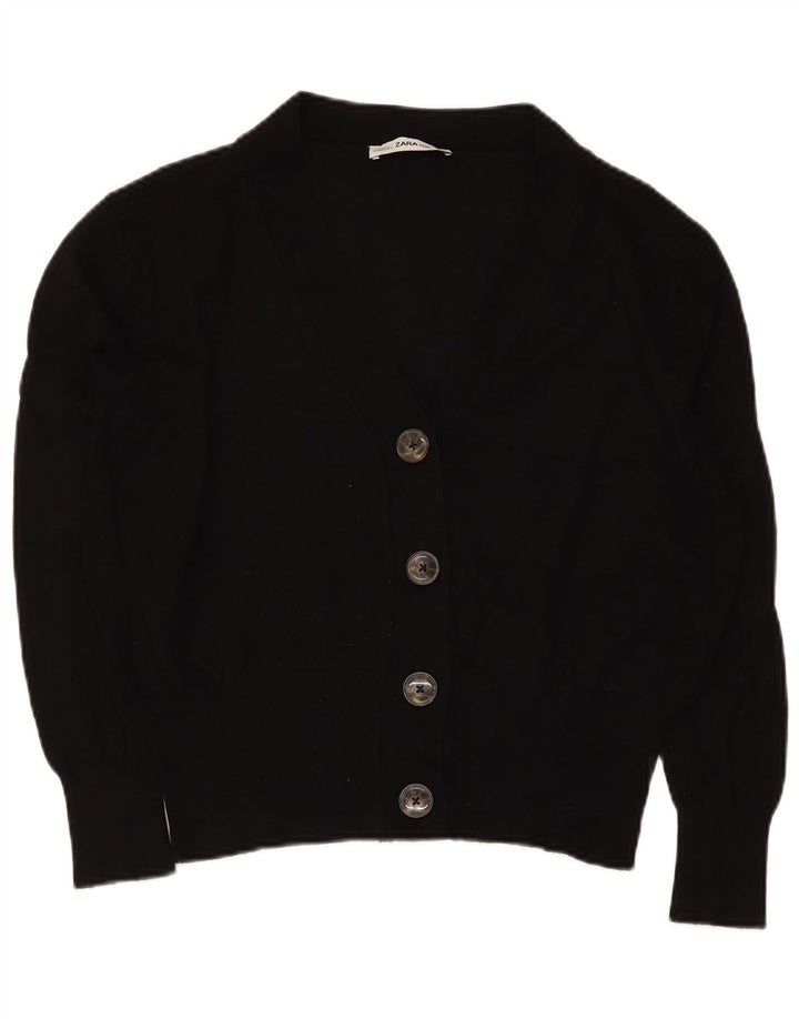 ZARA Womens Crop Cardigan Sweater UK 14 Medium Black